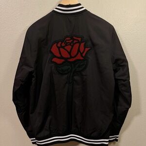 Vans Champs Off The Wall 1966 Varsity Rose Bomber Jacket Black Men's Size S